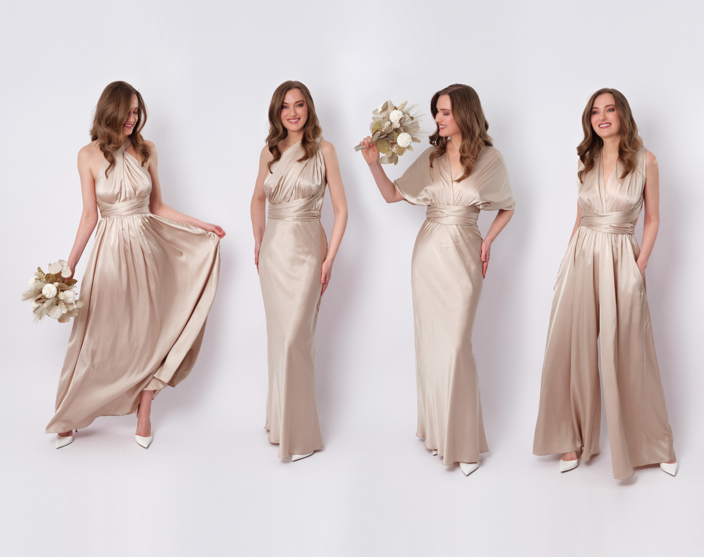 Different ways to style a multiway bridesmaid dress or jumpsuit