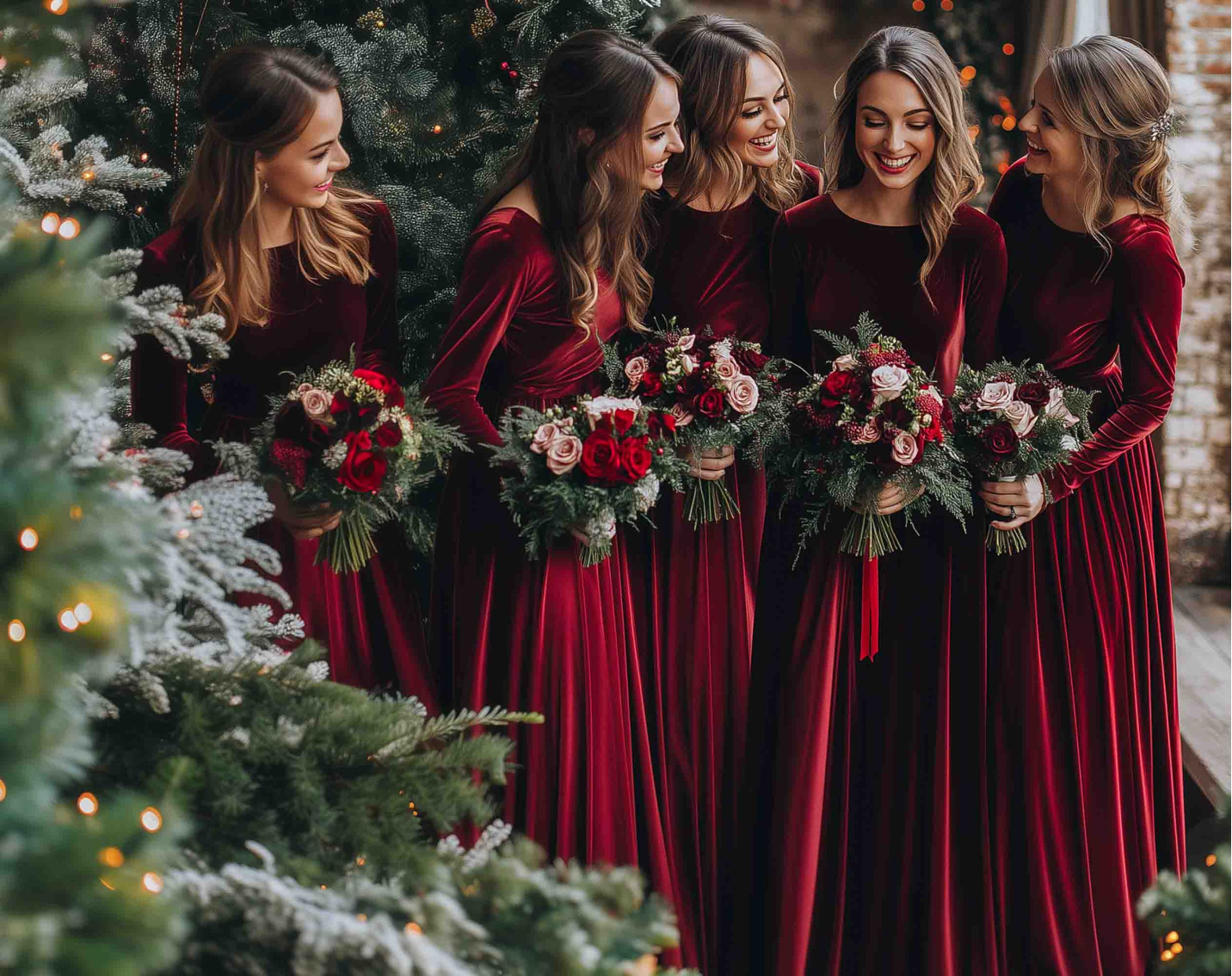 The Timeless Elegance of Burgundy Bridesmaid Dresses for a Winter Wedding