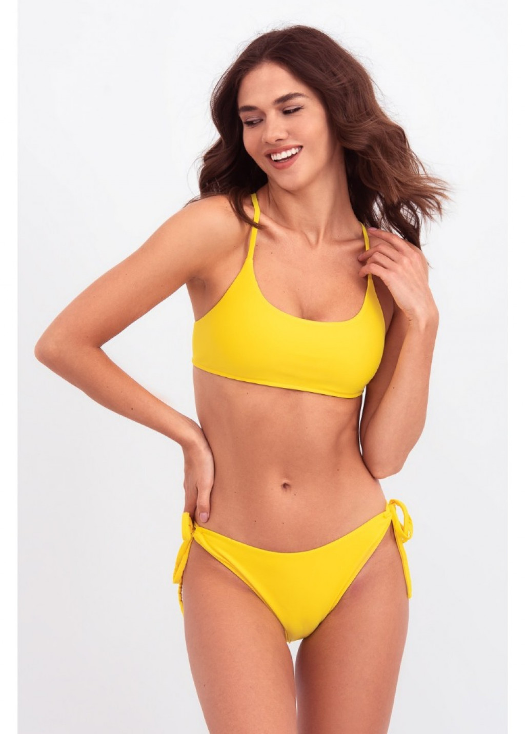 Yellow Back Tie Bralette Bikini Top