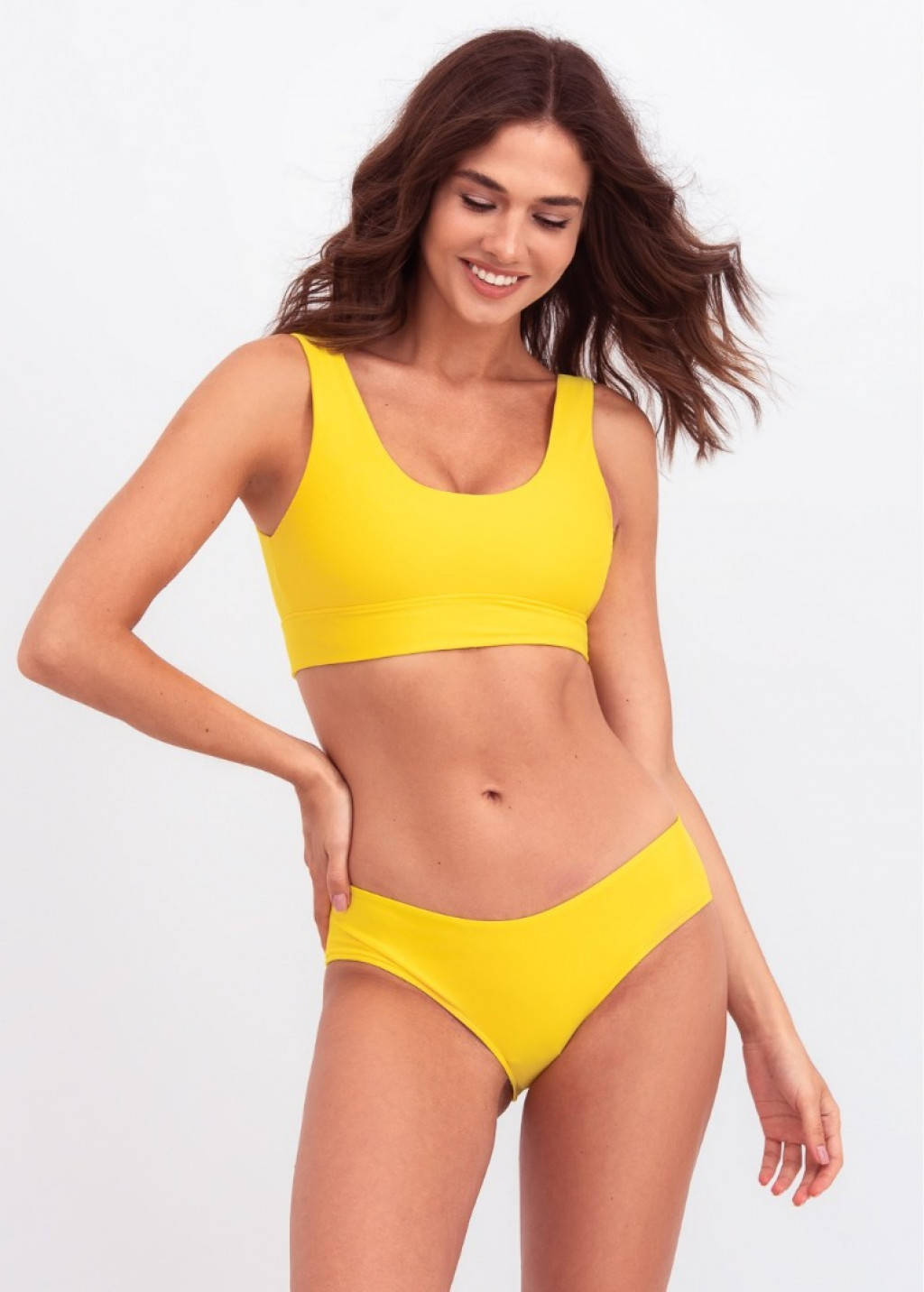Yellow Brazilian Bikini Bottom And Sports Top