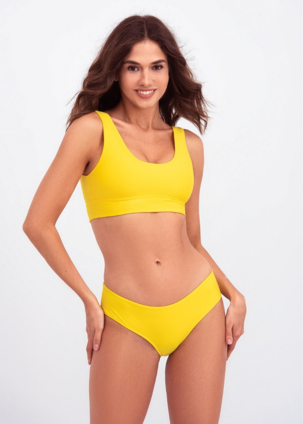 Yellow Brazilian Bikini Bottom And Sports Top