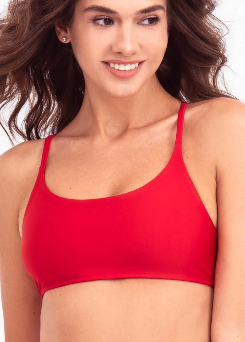 Red Brazilian Bikini Bottom And Back Tie Bralette Top