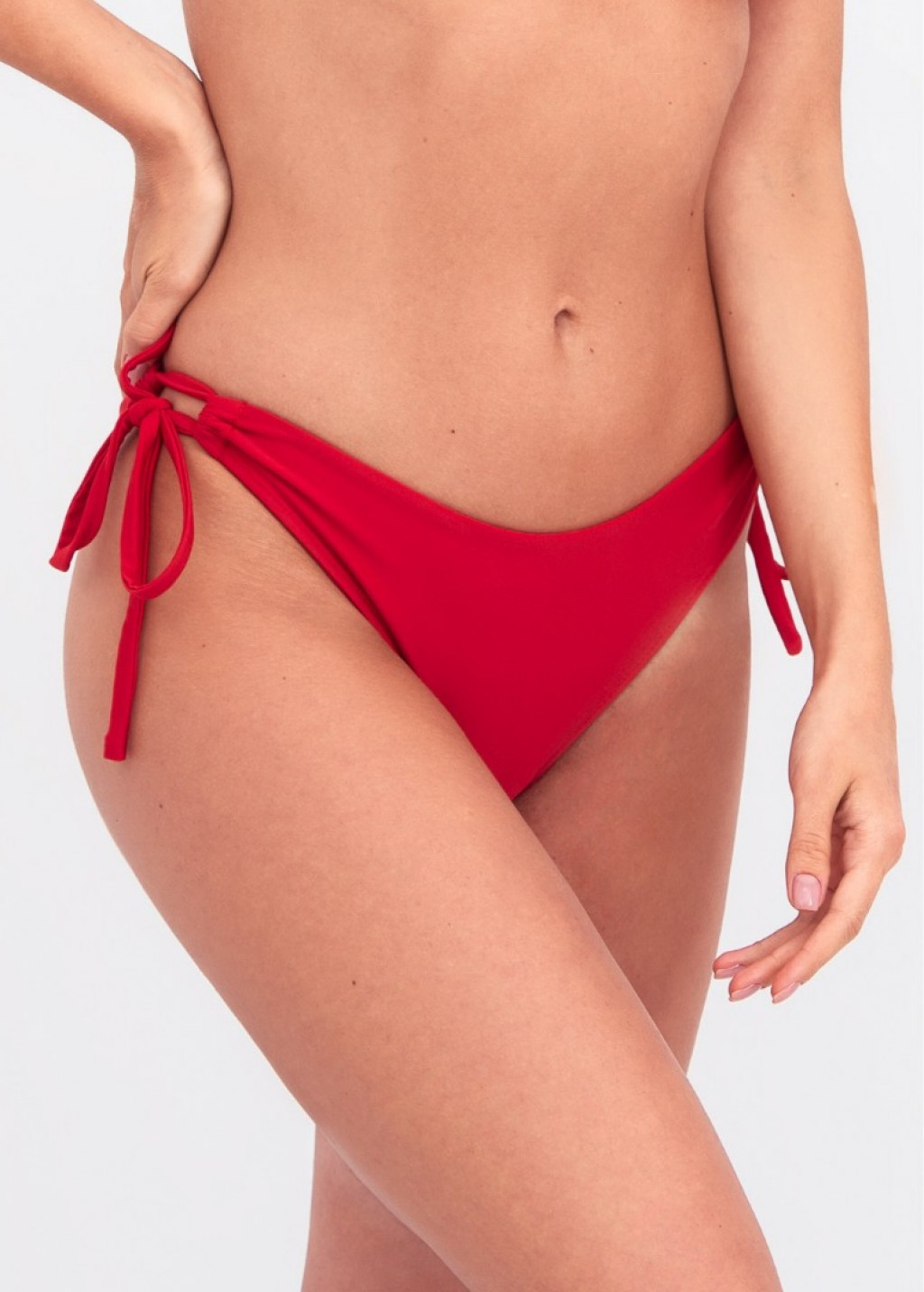 Red Bralette Top And Slip Bikini Bottom