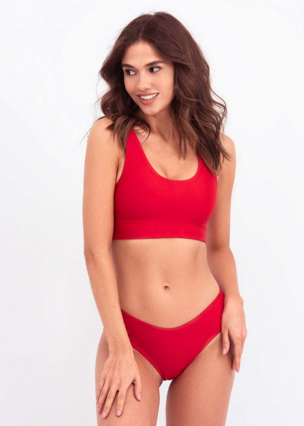 Red Brazilian Bikini Bottom And Sports Top