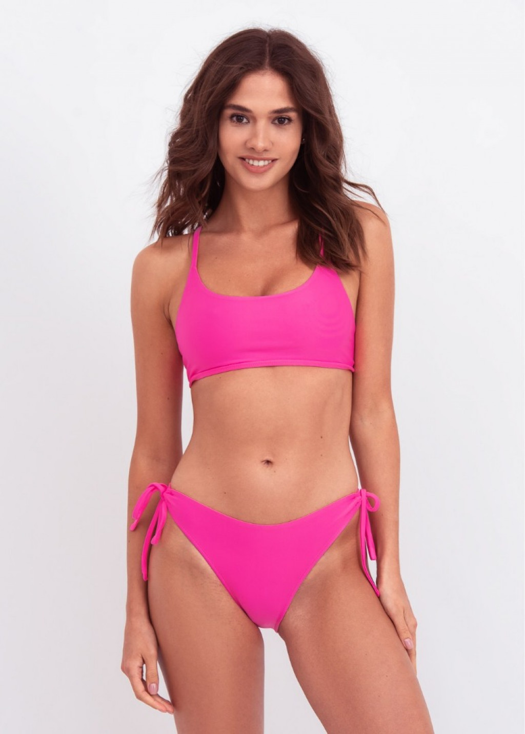 Pink Bralette Top And Slip Bikini Bottom