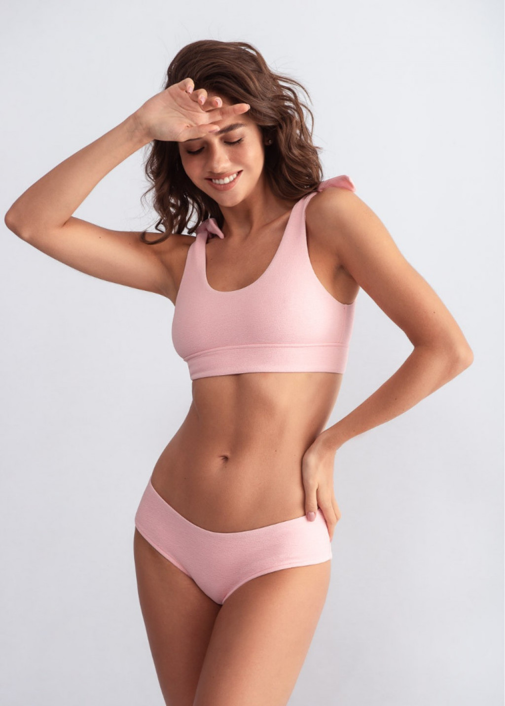 Pink Comfy Bikini Top and Pink Brazilian Bikini Bottom