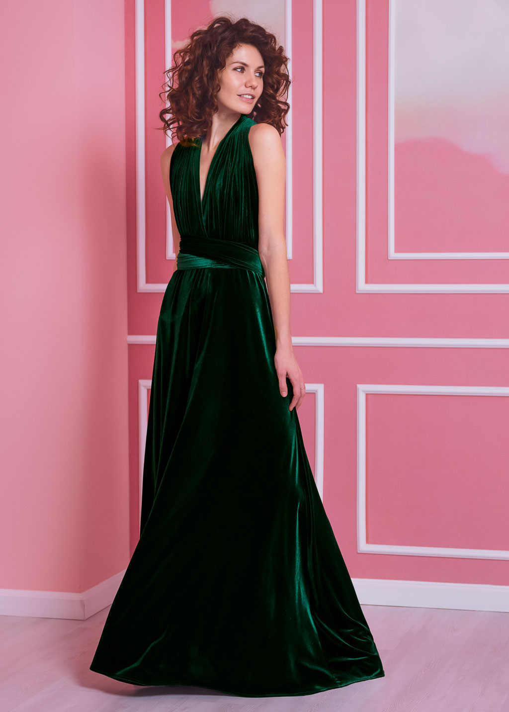 Emerald green long infinity dress 