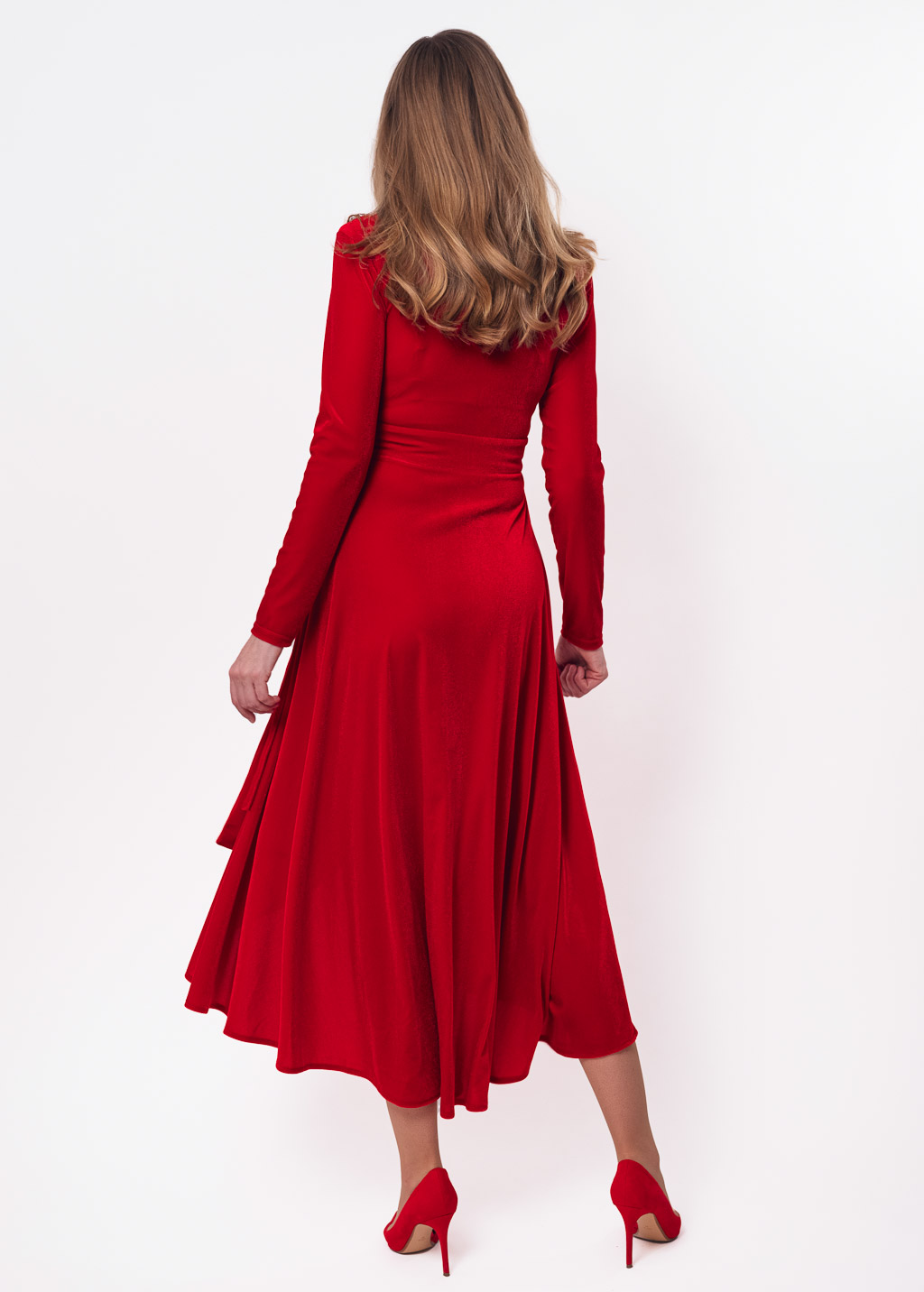 Red midi wrap dress