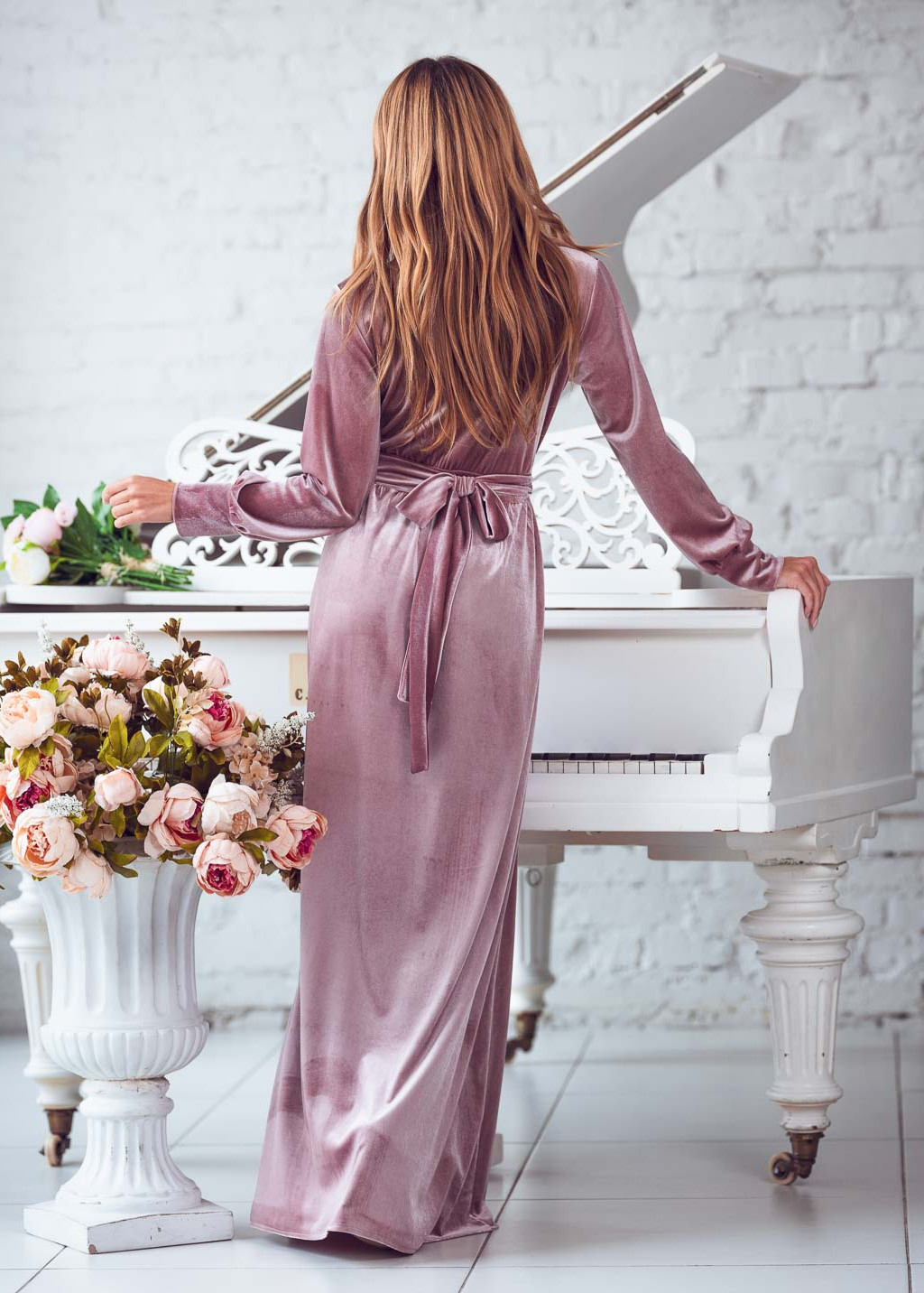 Mauve long wrap dress