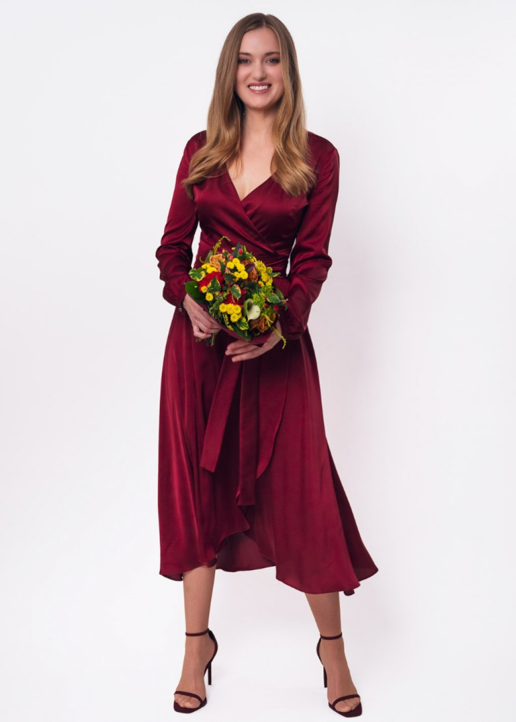 Burgundy wrap dress