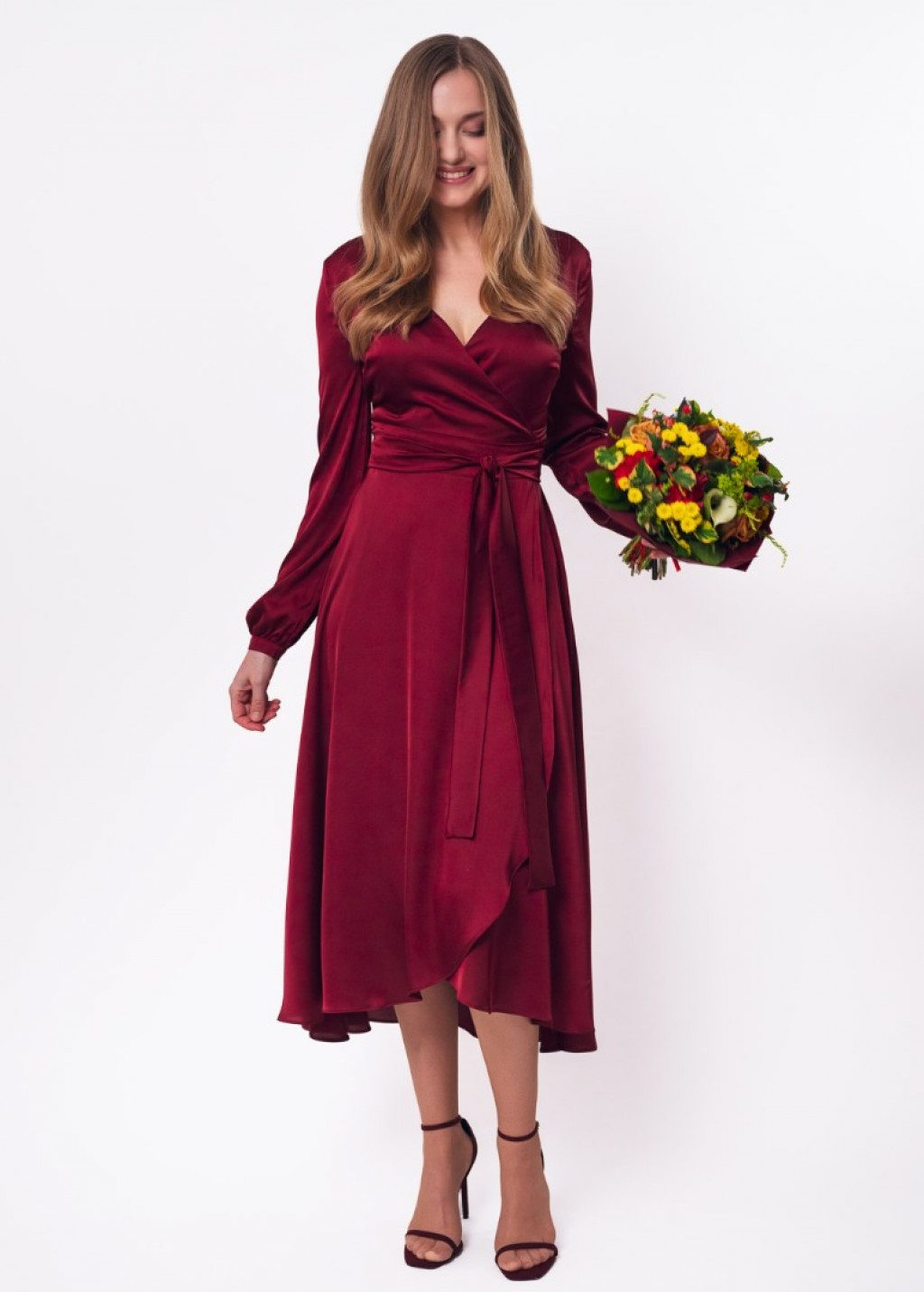 Burgundy wrap dress