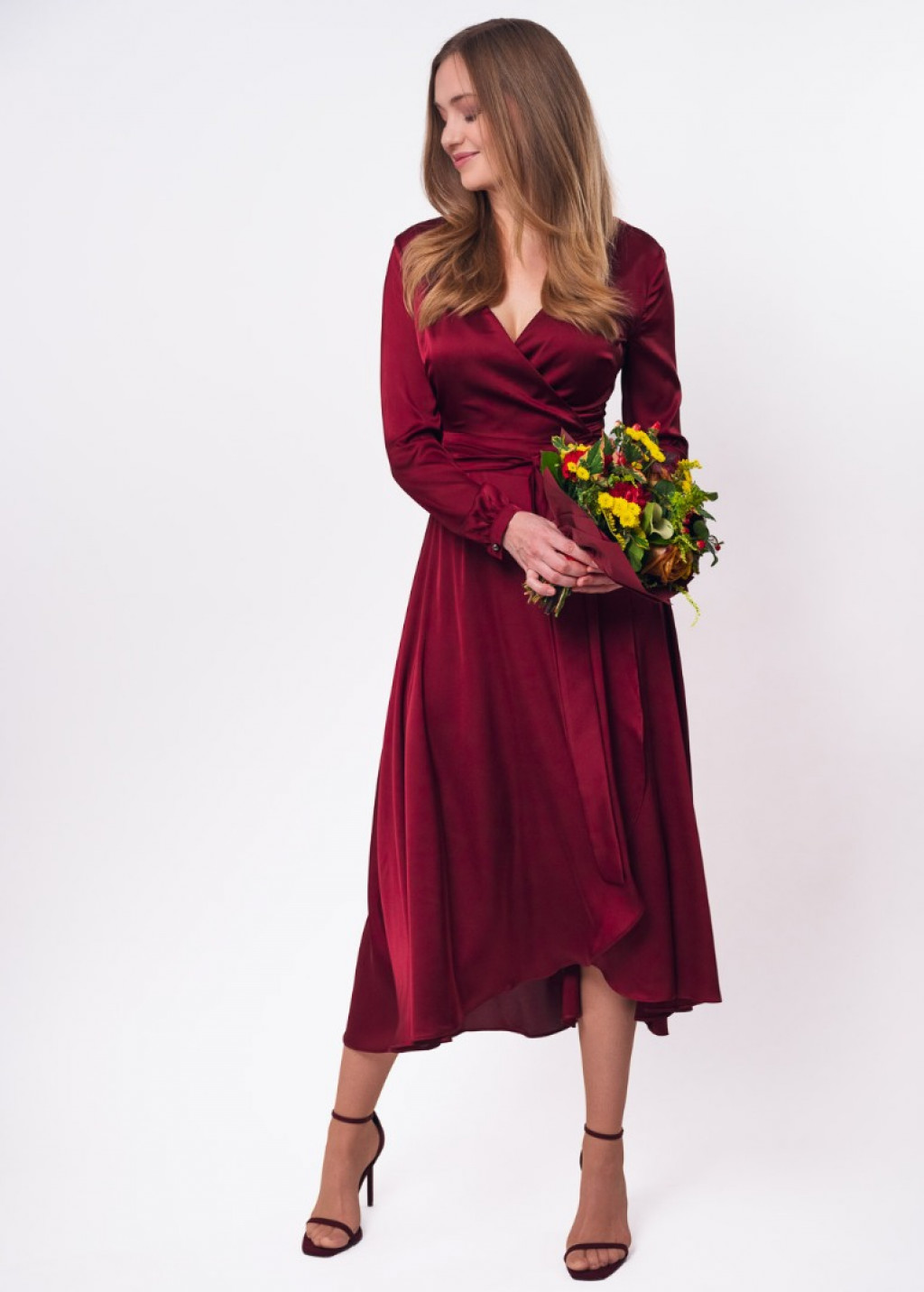 Burgundy wrap dress