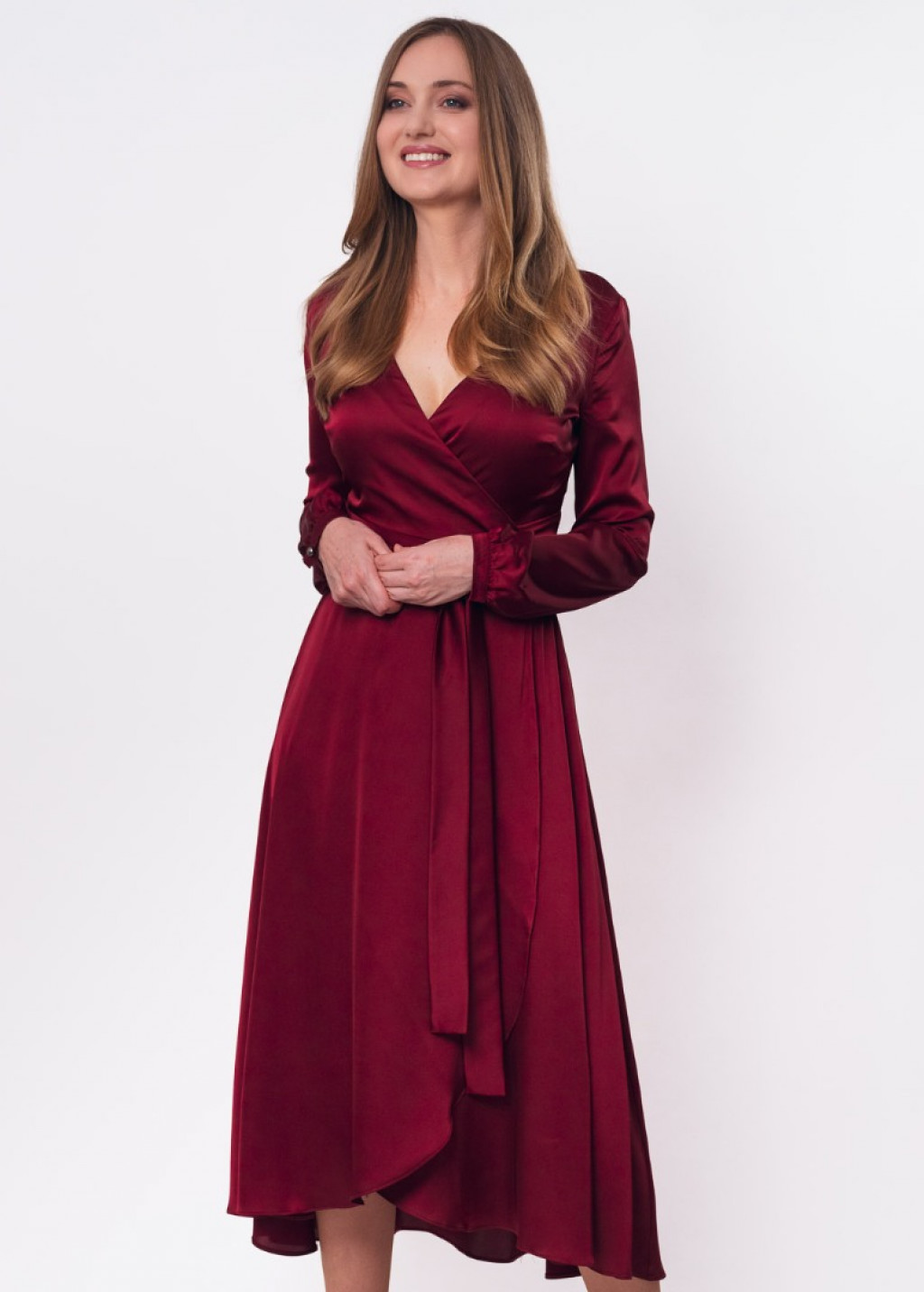 Burgundy wrap dress