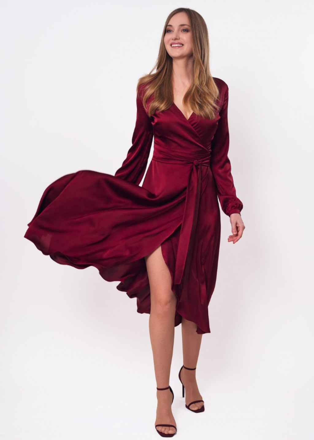 Burgundy wrap dress