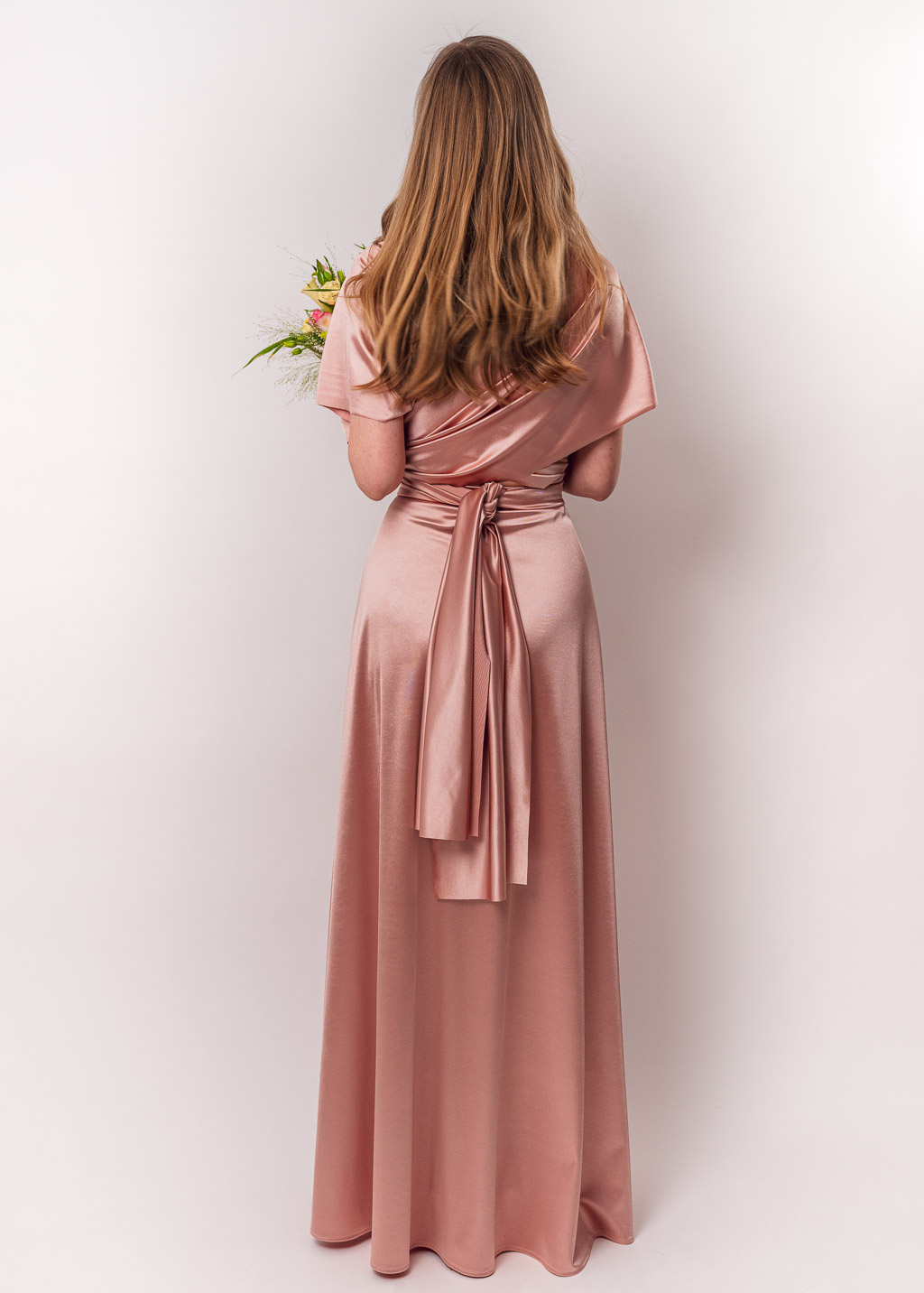 Blush pink luxury satin infinity dress or jumpsuit