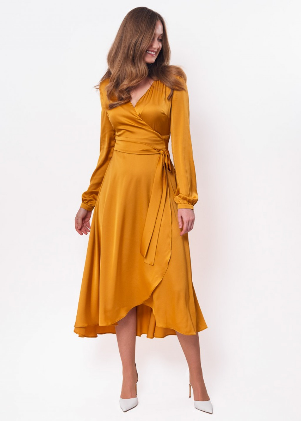 Gold wrap dress