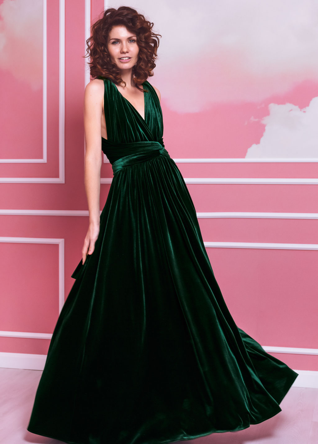 Emerald green long infinity dress 