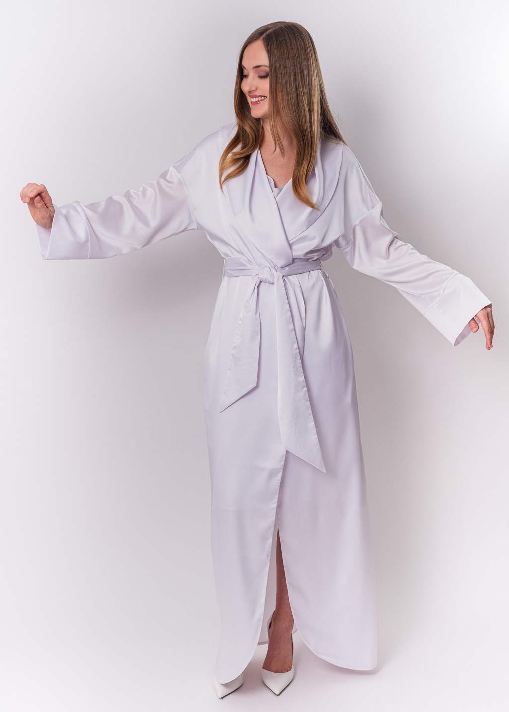 White long silk robe 