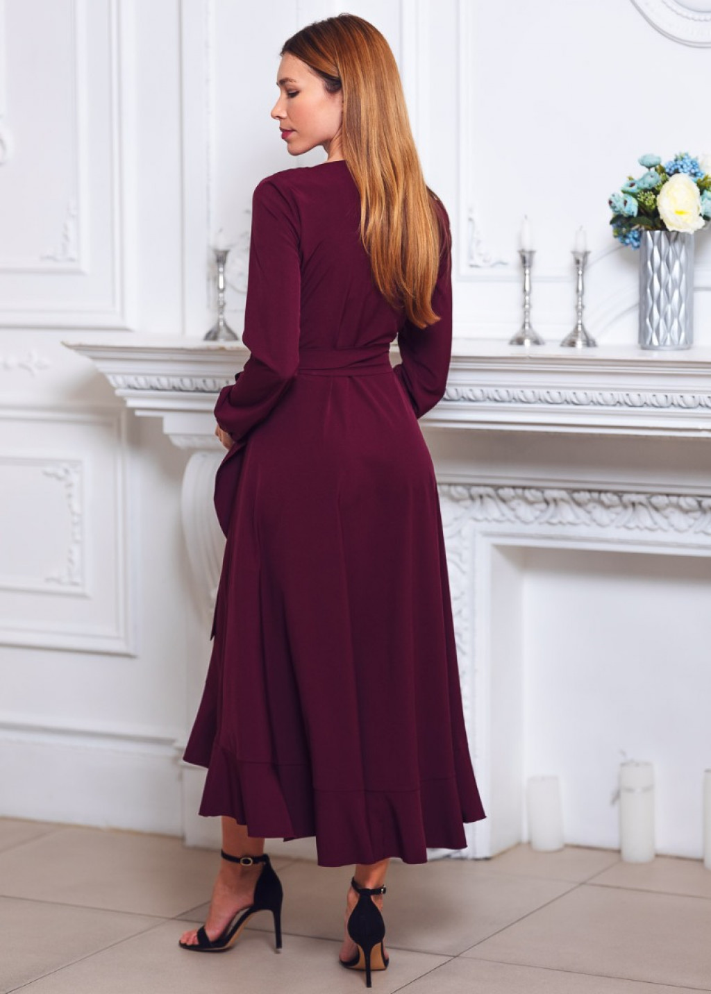 Dark burgundy wrap dress
