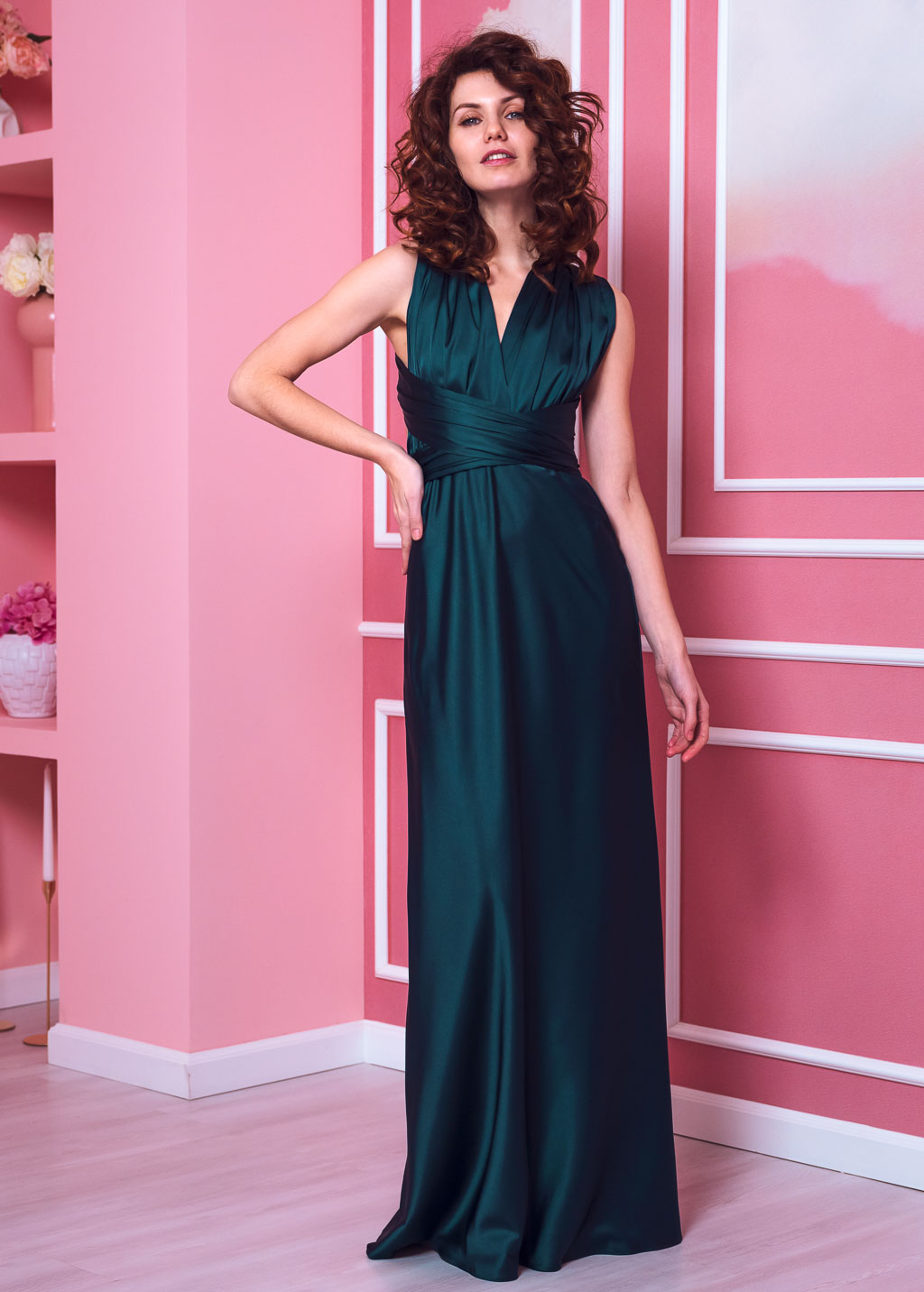 Dark teal green infinity dress