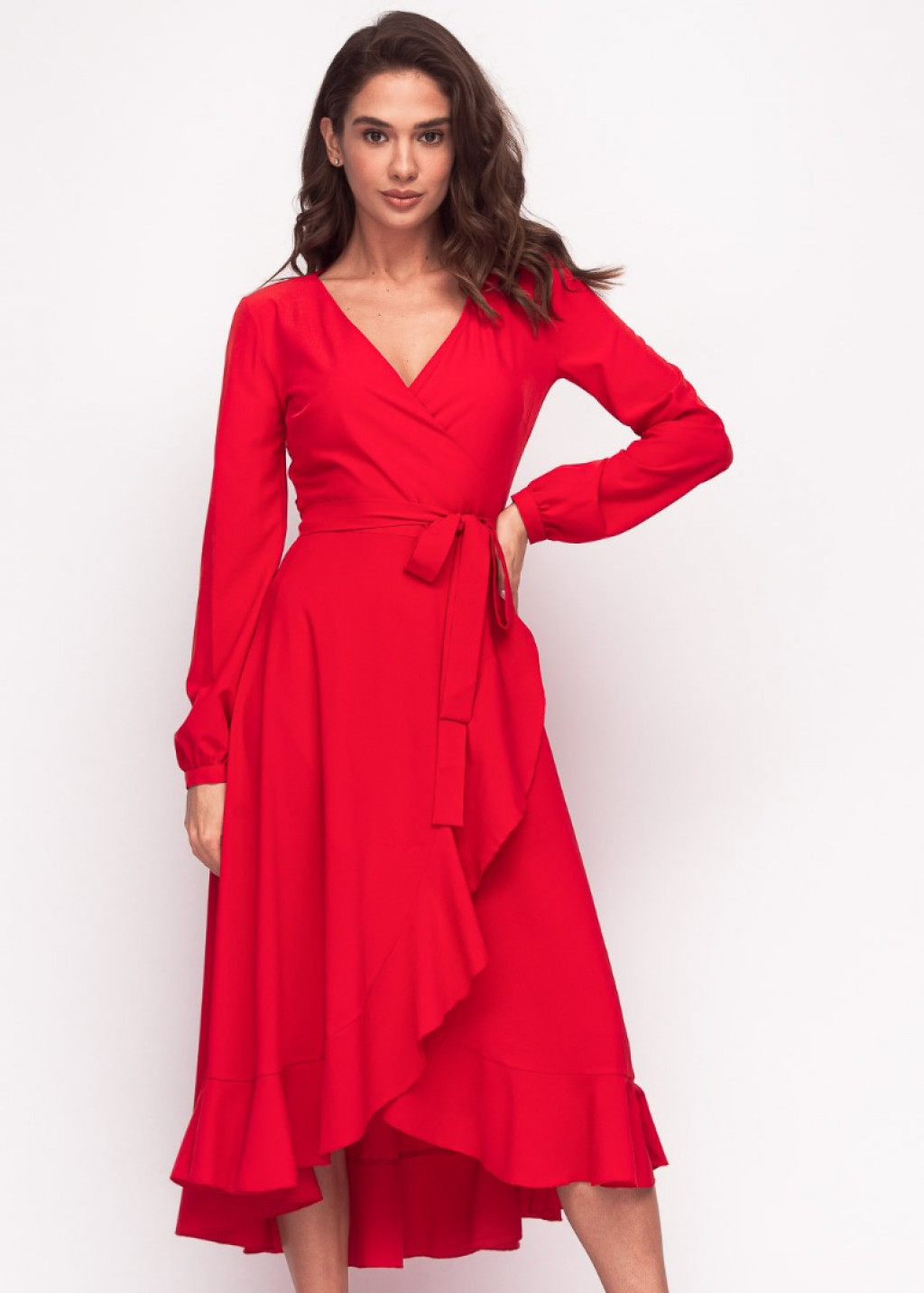 Red wrap dress