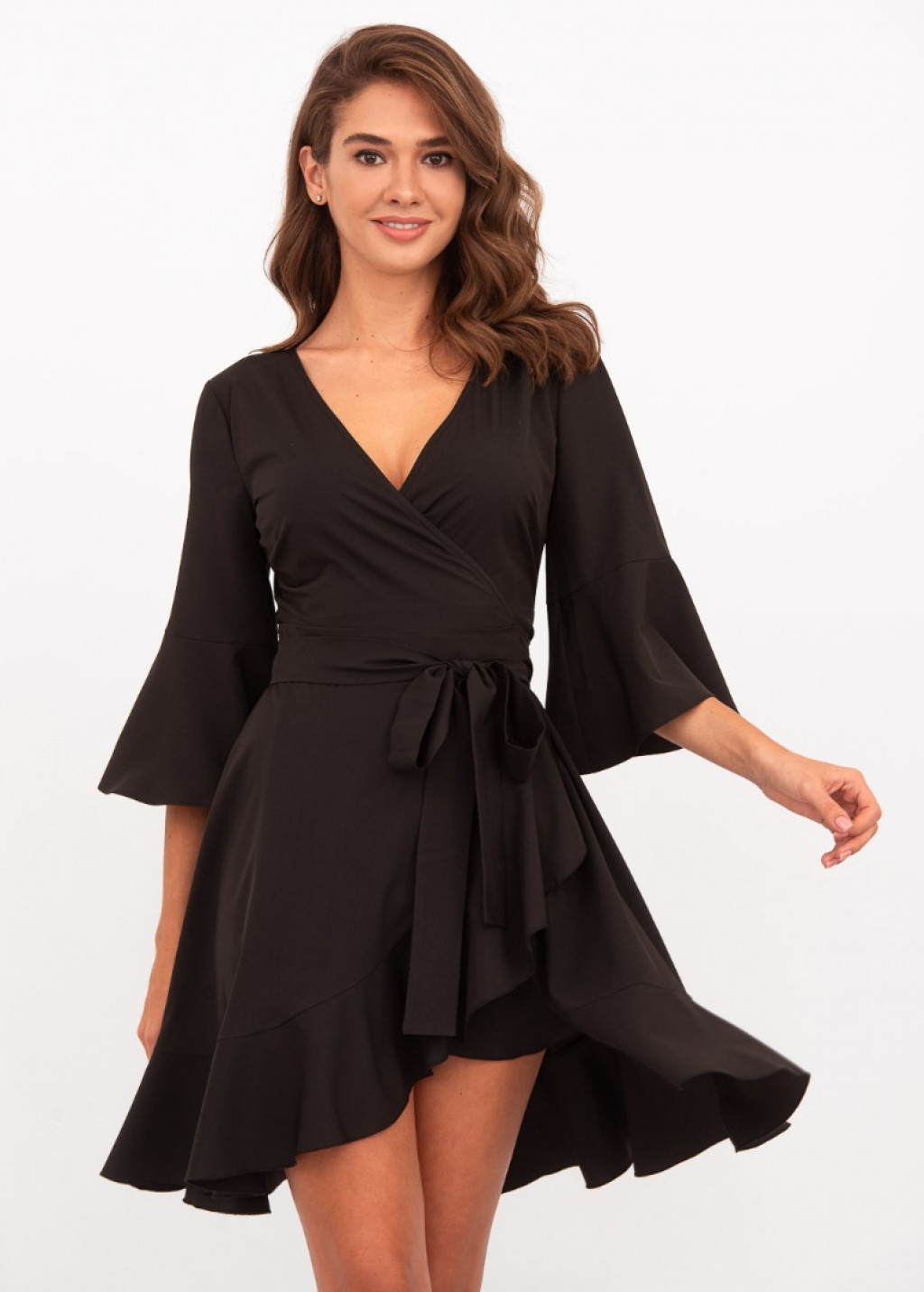 Black mini wrap dress