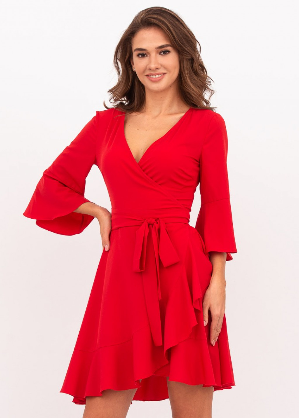 Red mini wrap dress