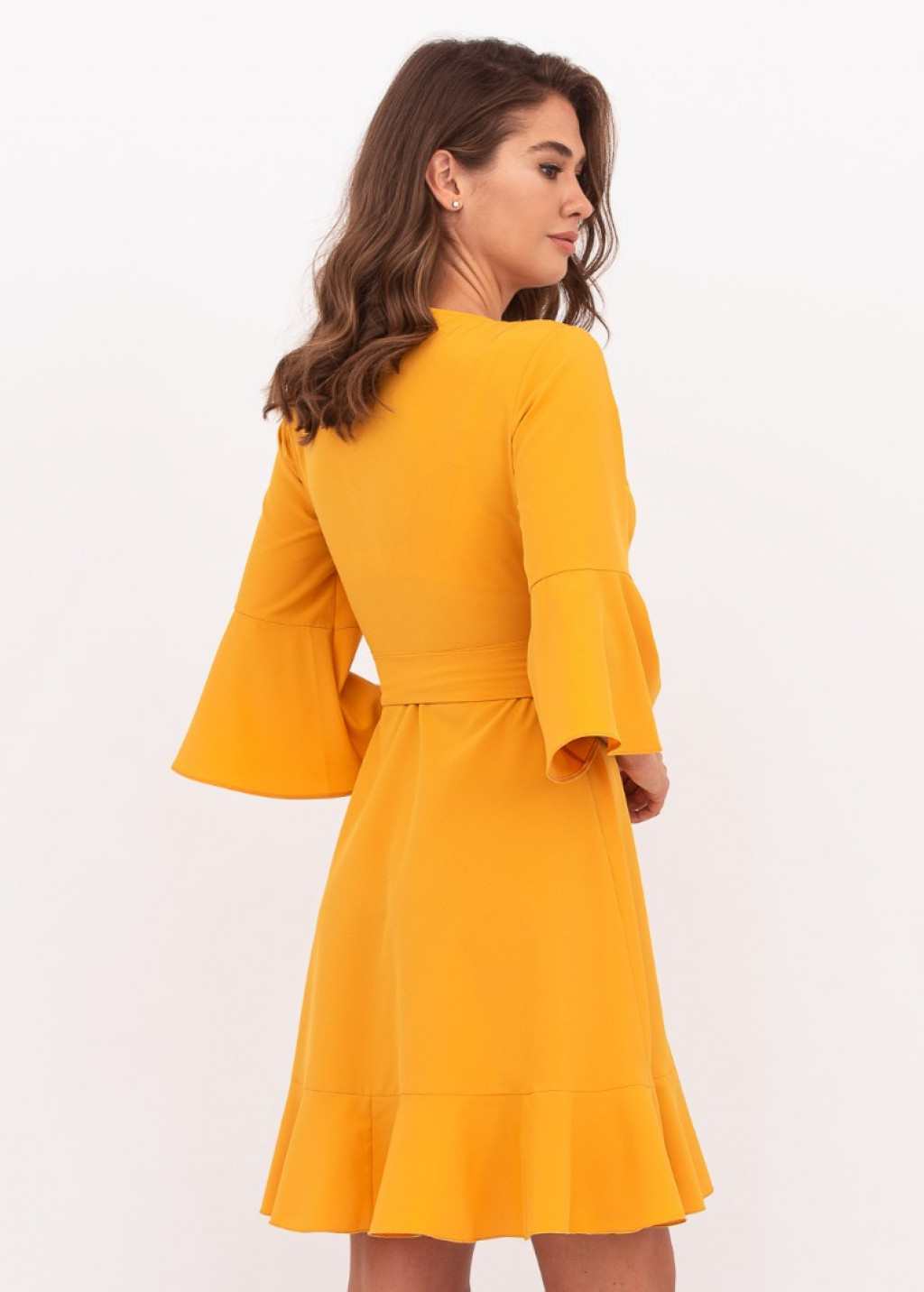 Honey yellow mini wrap dress