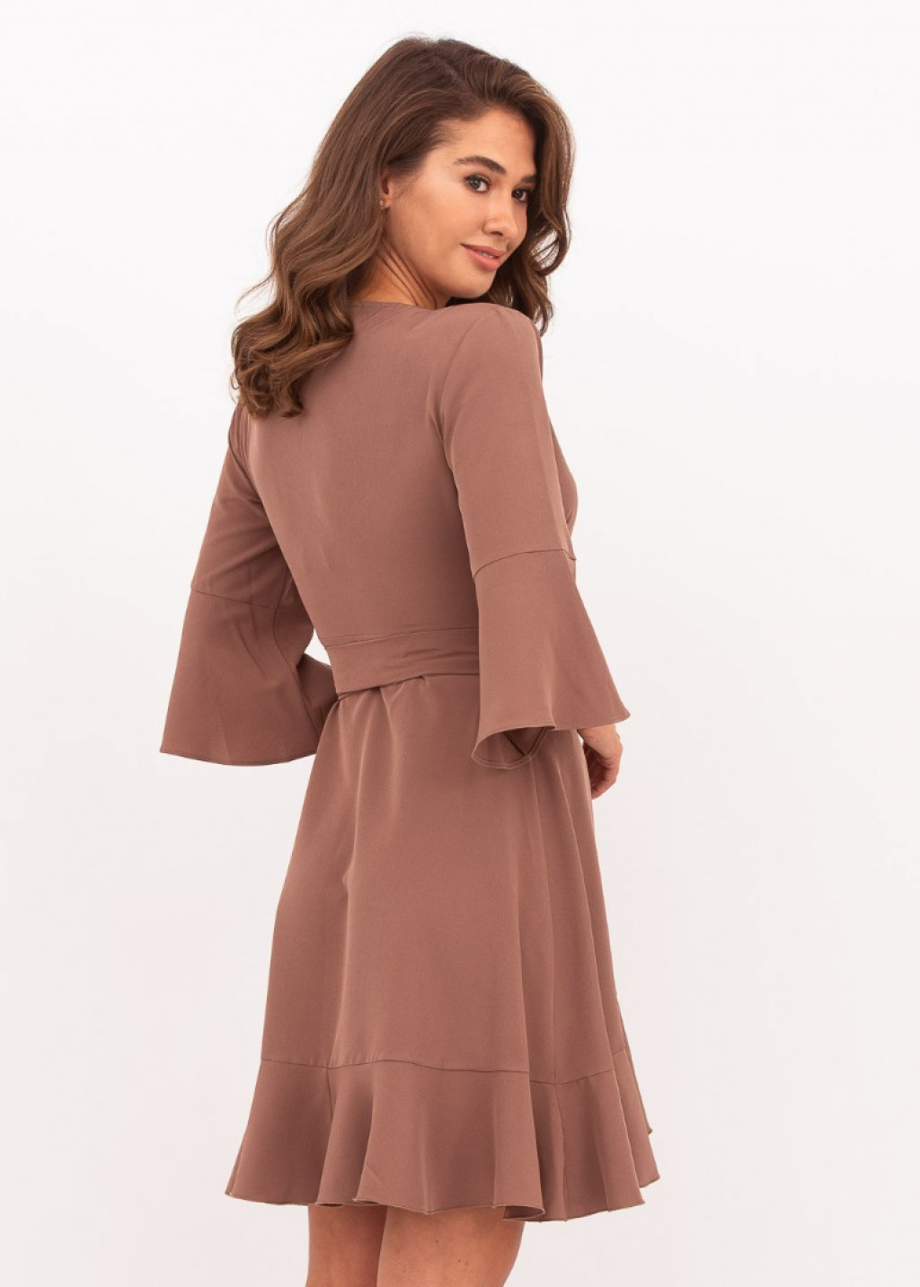 Brown mini wrap dress