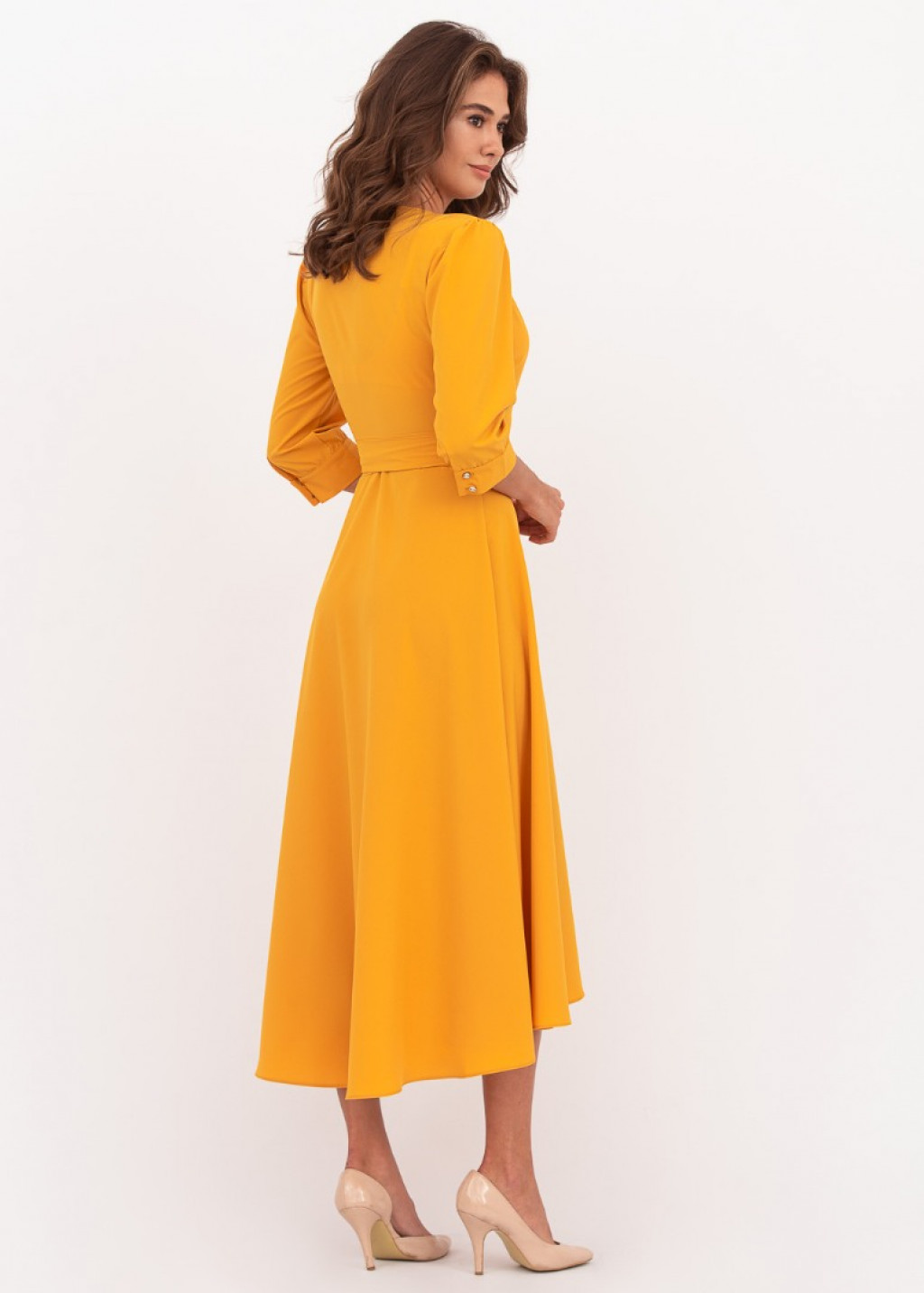 Honey yellow wrap dress