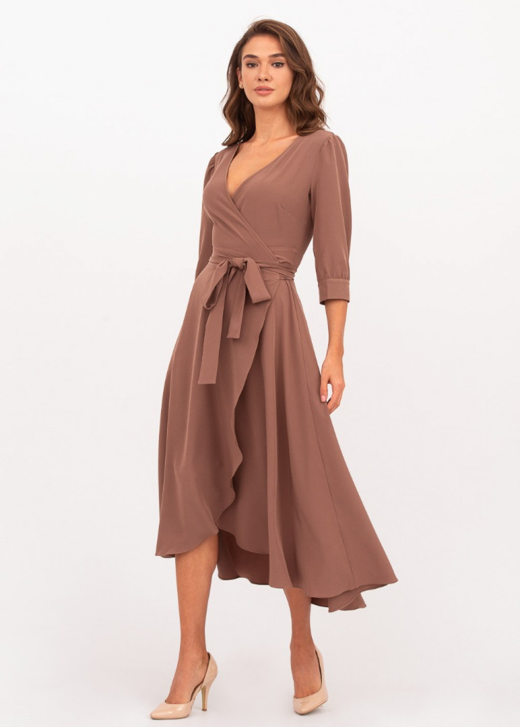 Brown wrap dress