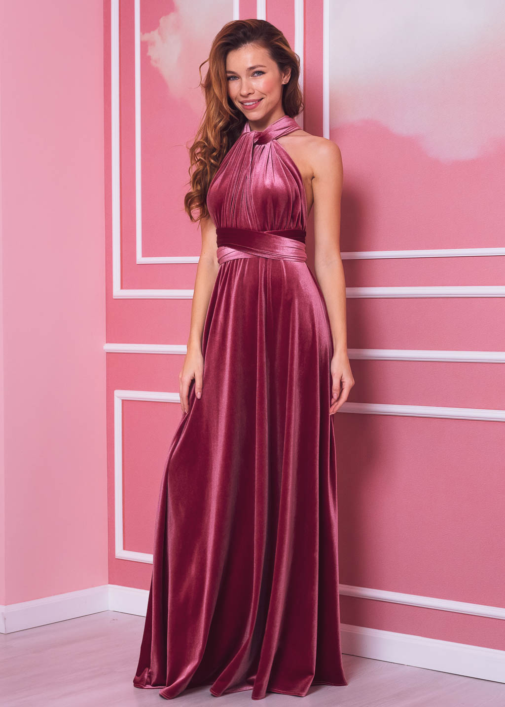 Dusty rose long infinity dress 