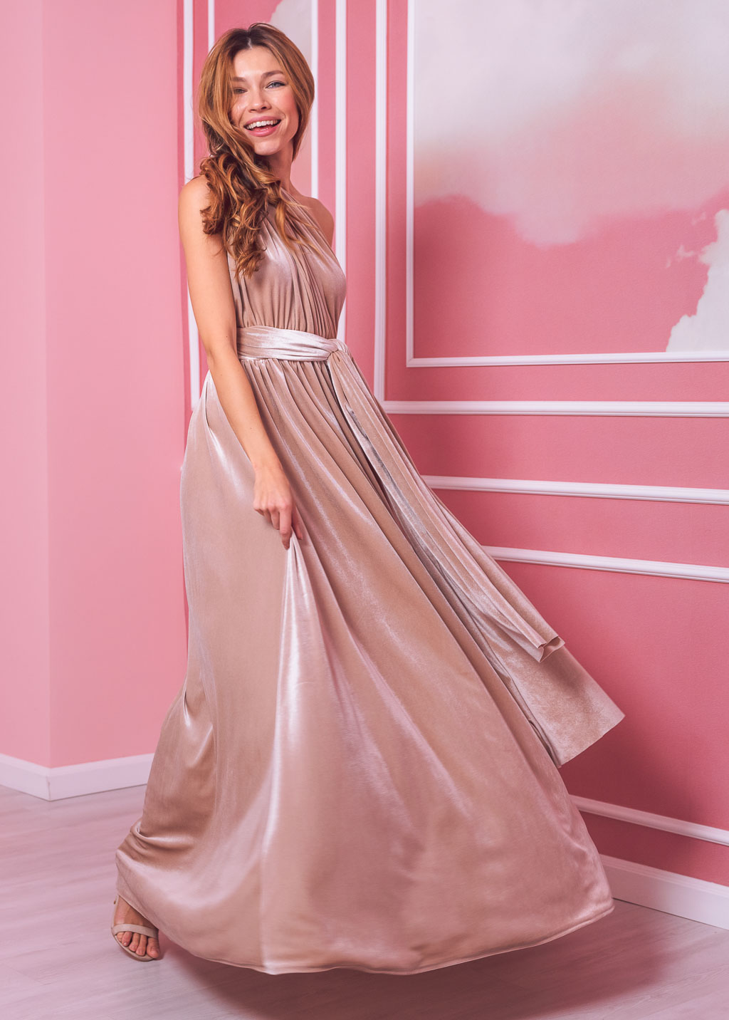 Champagne beige long infinity dress 