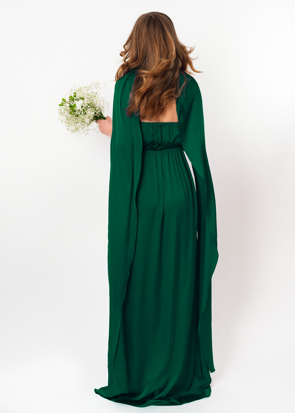 Emerald green infinity empire waist silk dress