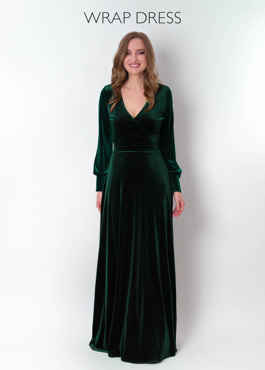 Olive green velvet long dress