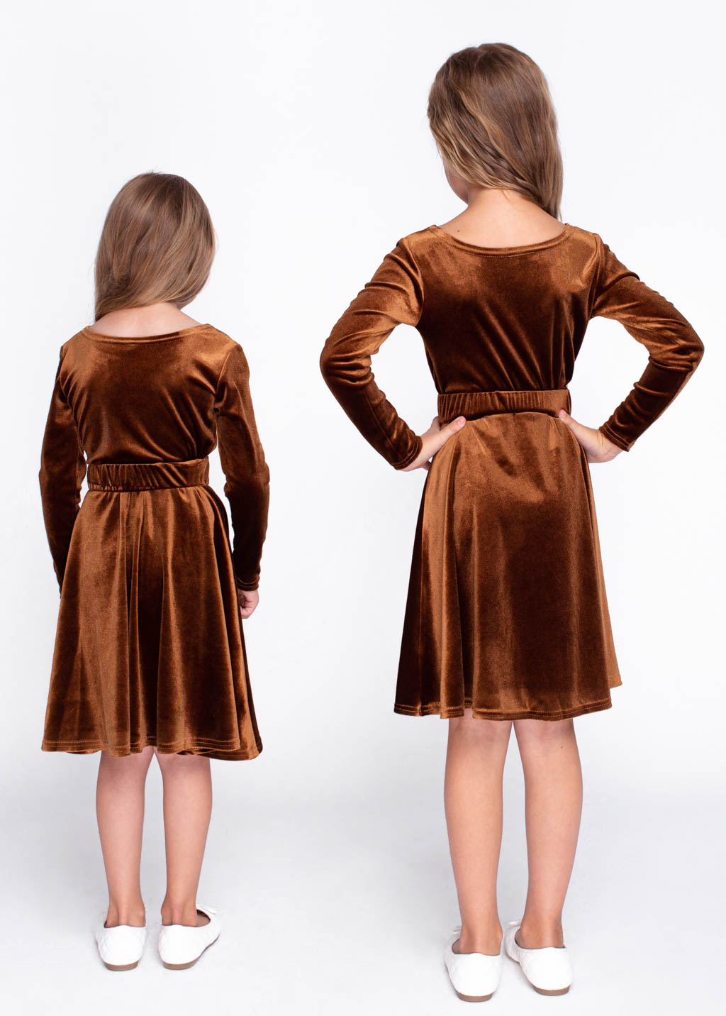 Mommy and me rust gold velvet dresses