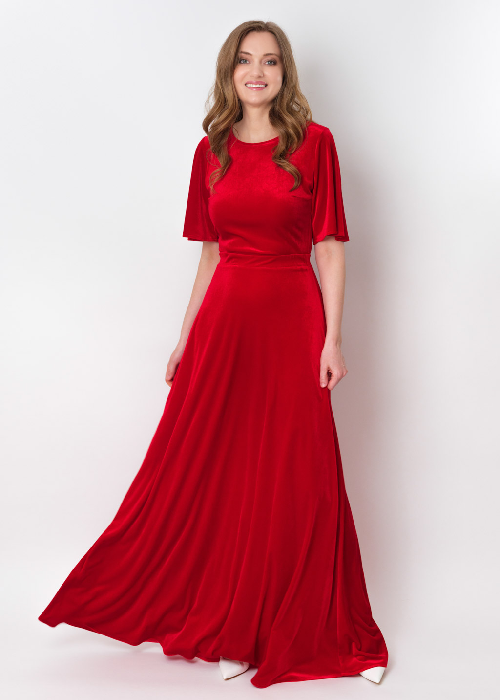 Red velvet long dress