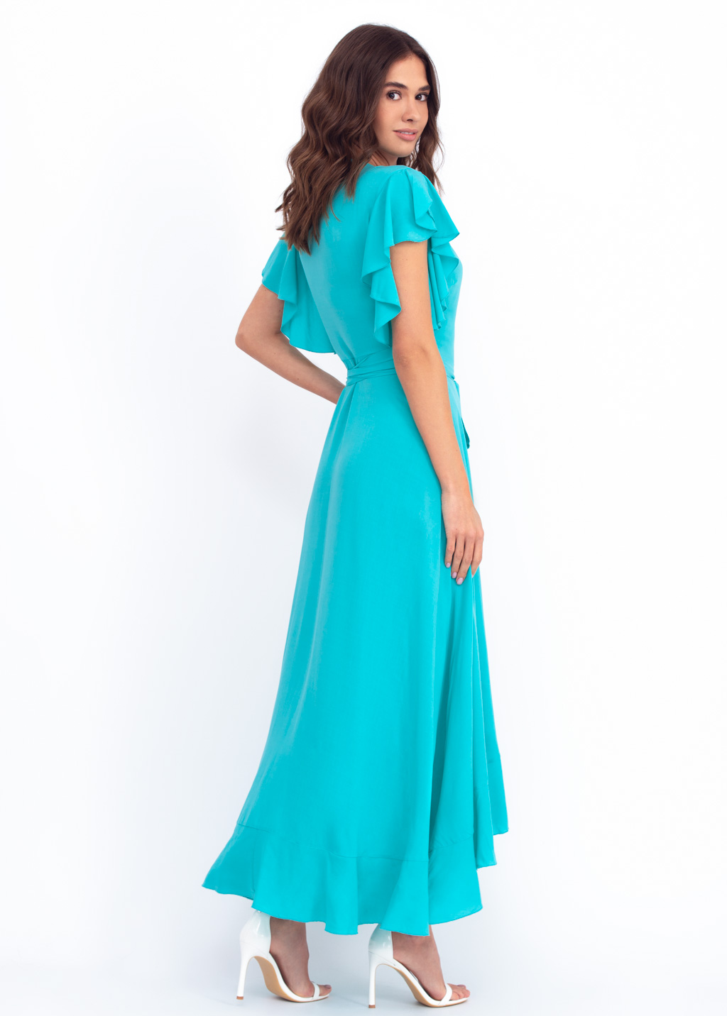 Turquoise romantic wrap around dress