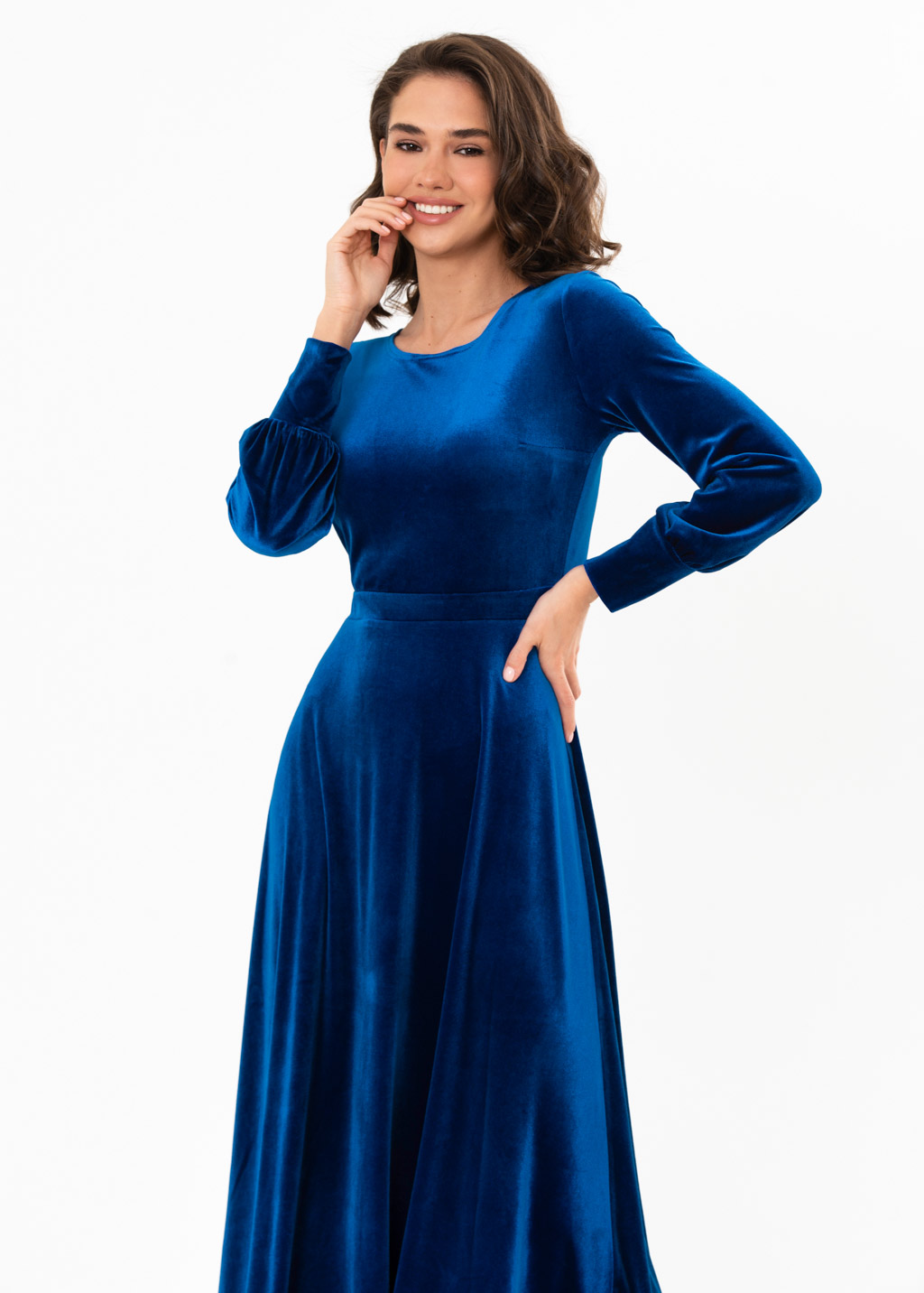 Royal blue velvet long dress