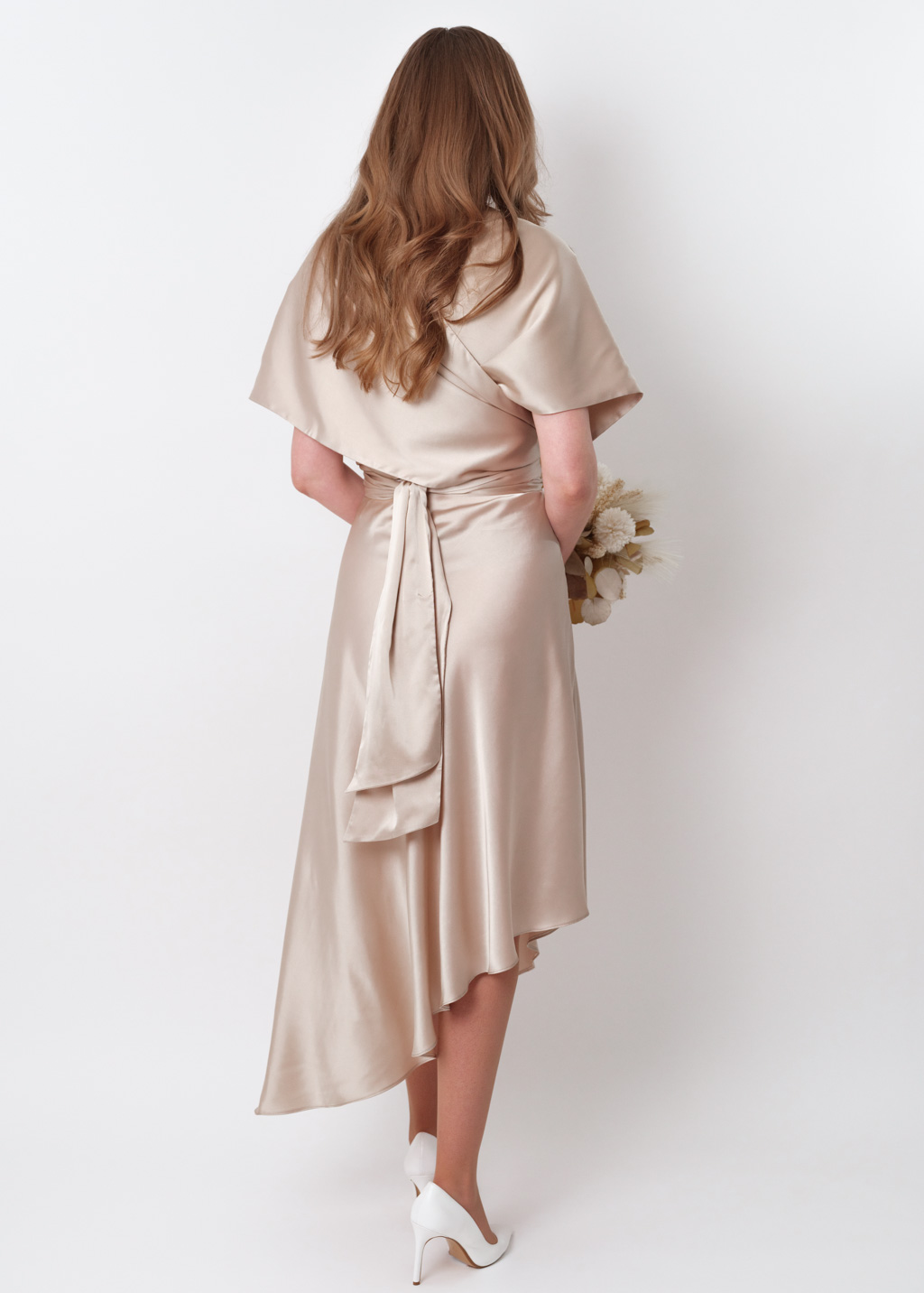 Champagne beige infinity asymmetric dress