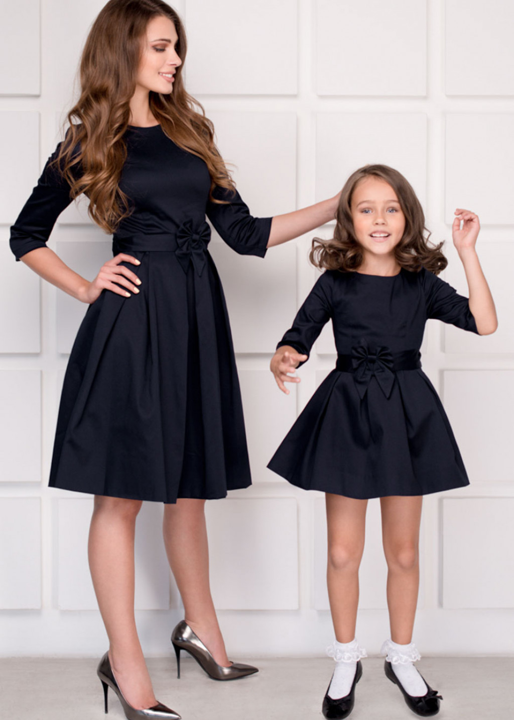 Mommy and me black cotton dresses