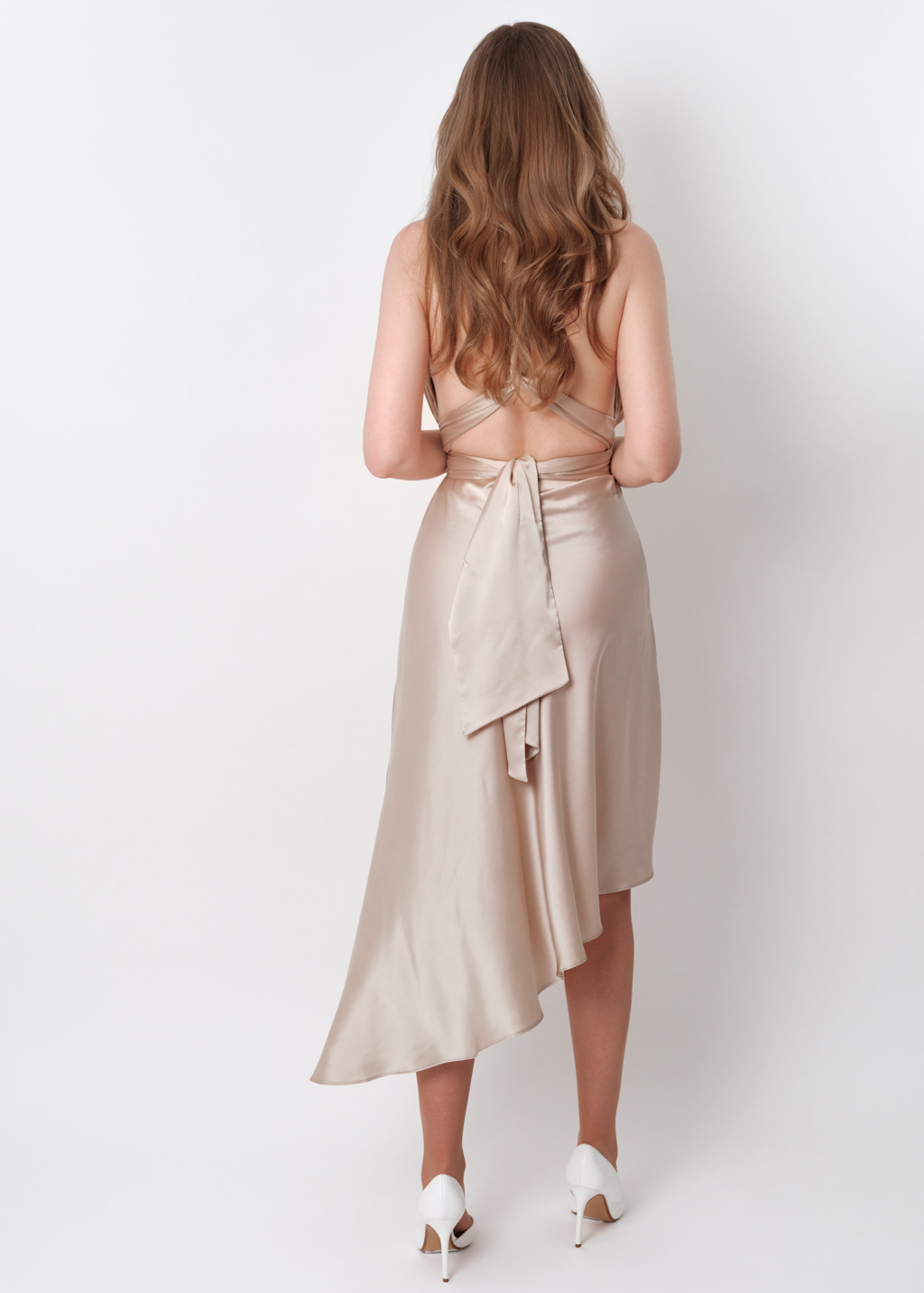 Champagne beige infinity asymmetric dress