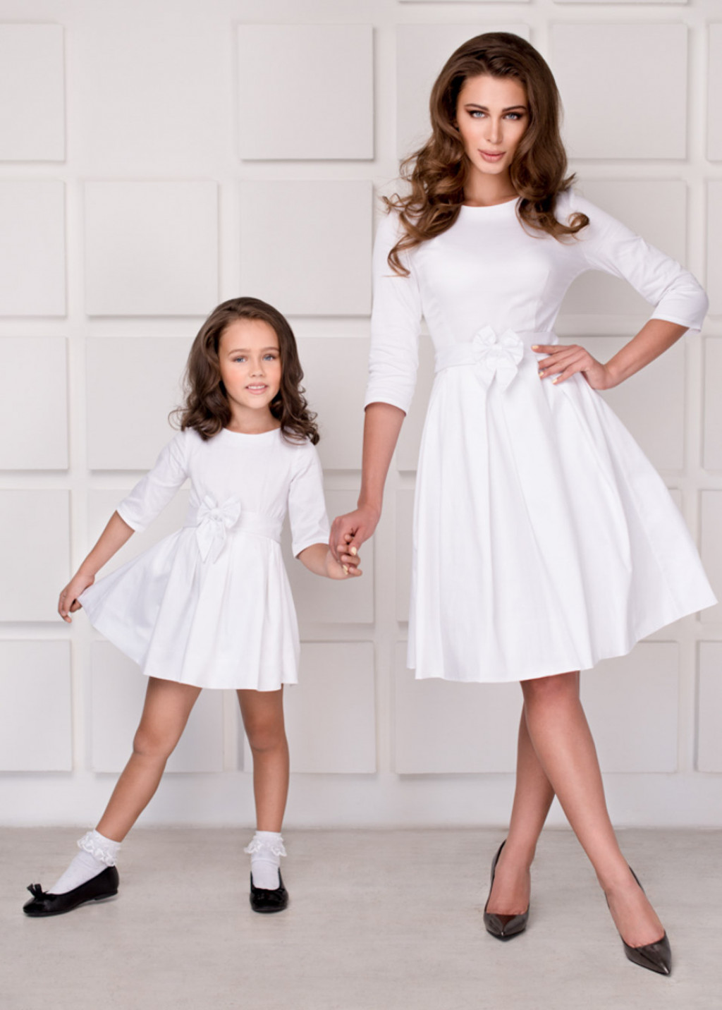 Mommy and me white cotton dresses
