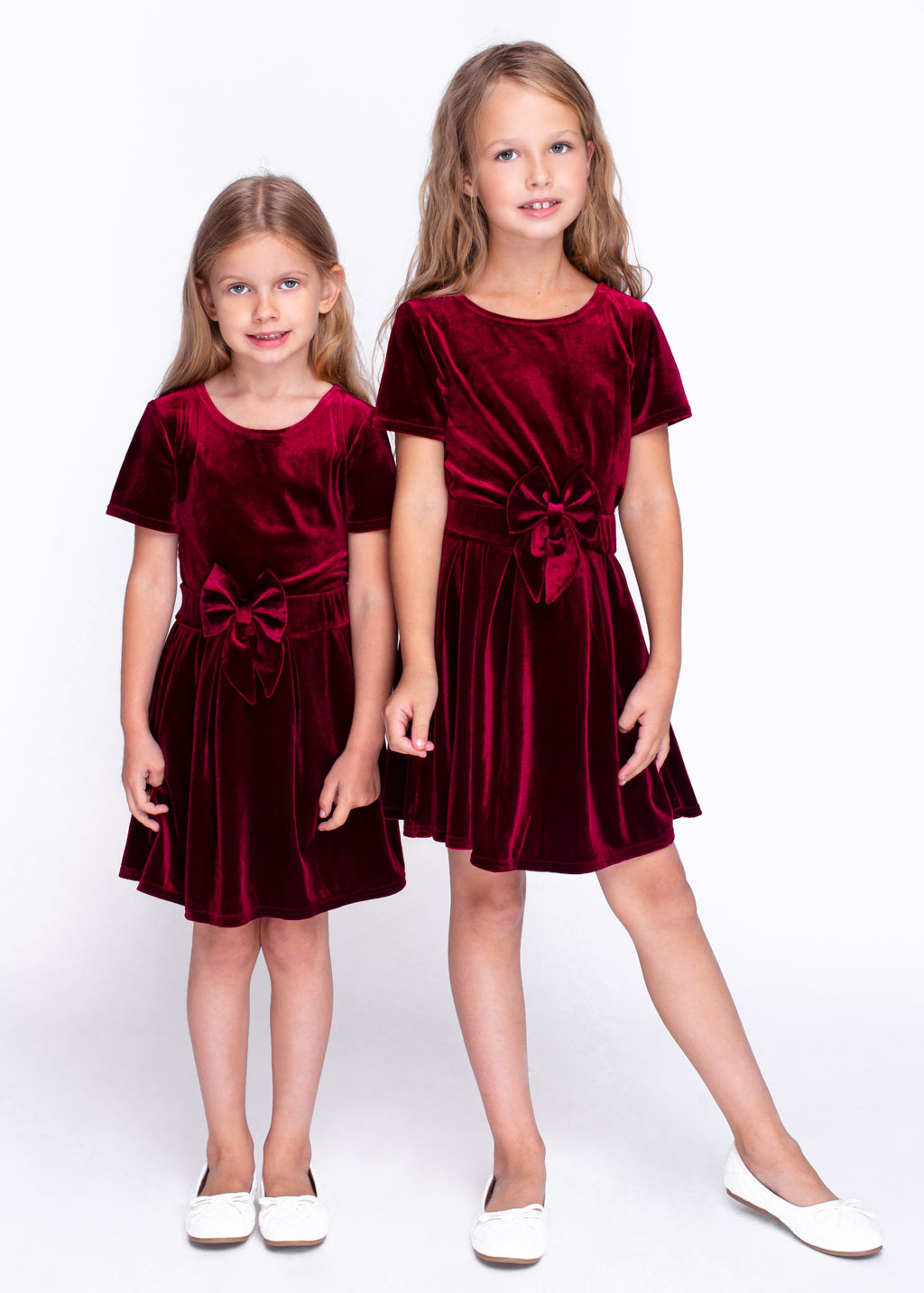 Mommy and me burgundy velvet dresses