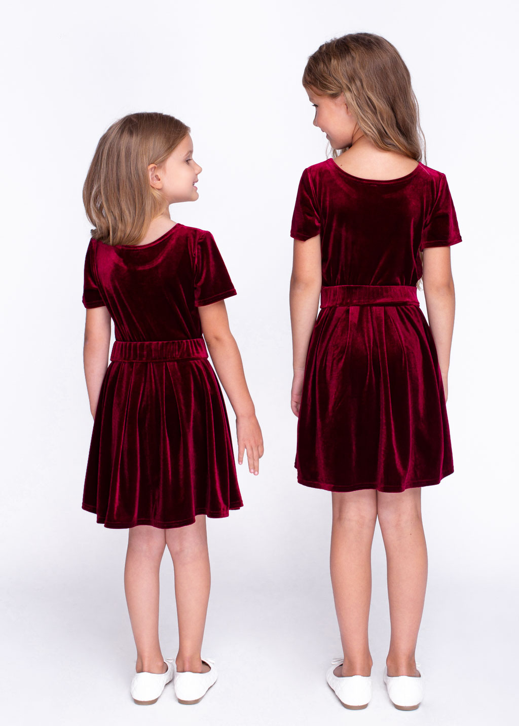 Burgundy girl velvet dresses
