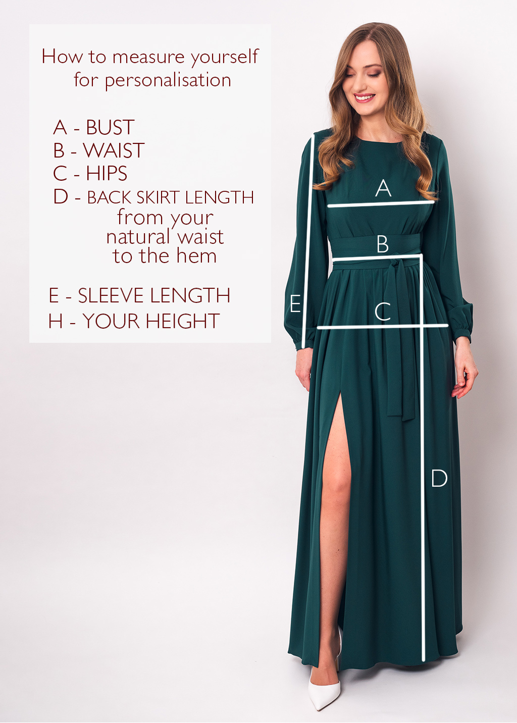 Dark green slit silk dress with belt
