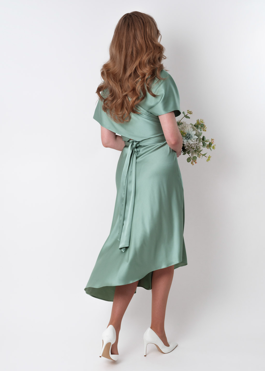 Sage green infinity asymmetric dress