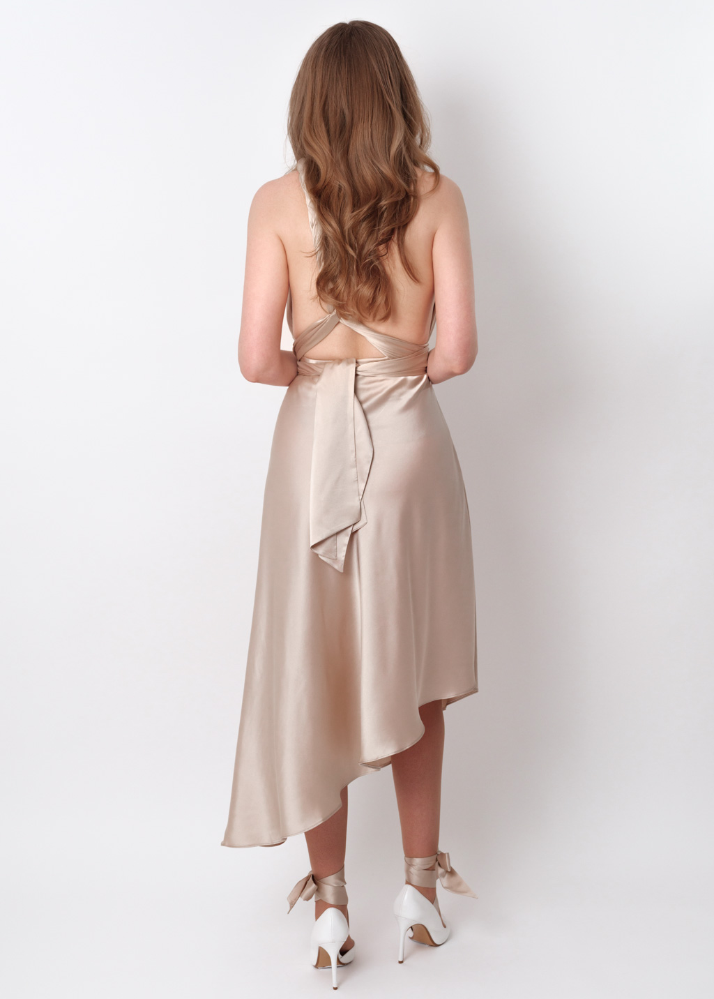 Champagne beige infinity asymmetric dress