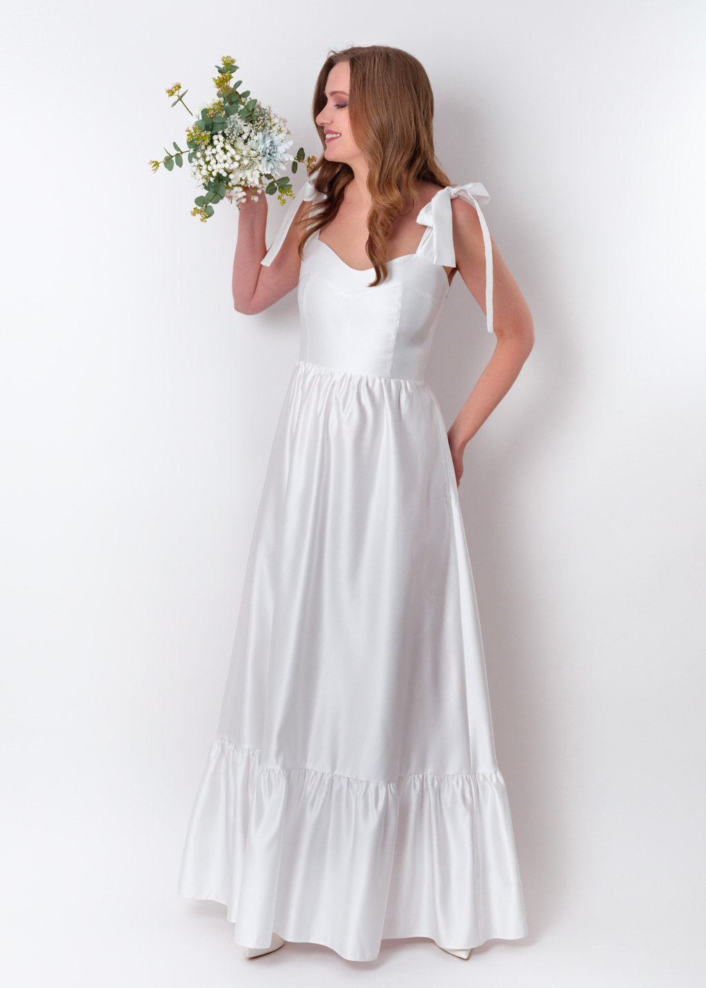 White long satin dress 