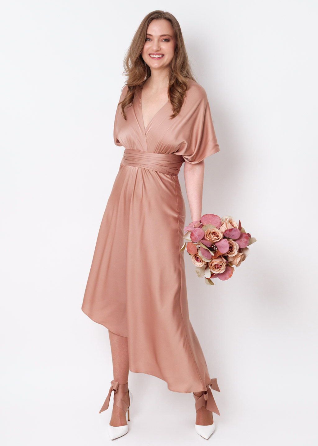 Rose gold infinity asymmetric dress